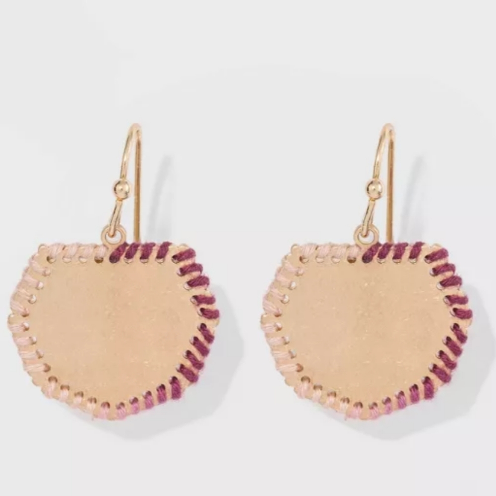 Woven Geo Shape Drop Earrings